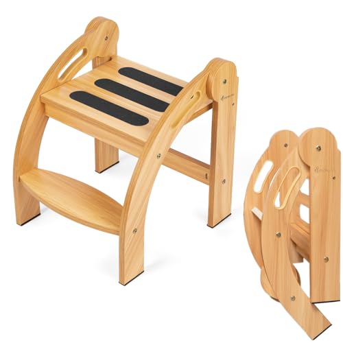 StrongTek Kids Step Stool with Handrails, Foldable Safety Stool, Wide