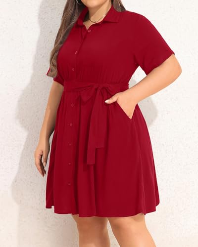 Image of Talisea Plus Size Summer Shirt Dress with Pockets for Women