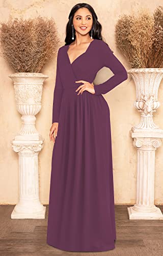 Image of KOH KOH Womens Long Sleeve Empire Cocktail Elegant Evening Versatile Maxi Dress