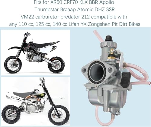 Image of VM22 26mm Carburetor for Pit Dirt Bike 110cc 125cc 140cc Lifan YX Zongshen XR50 CRF70 KLX BBR Apollo DHZ SSR Mikuni Carb with 38mm Air Filter Intake Pipe