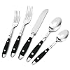 Retro 20 Piece Silverware Set Stainless Steel Cutlery Set Vintage Flatware Set with Black Bakelite Handle Dishwasher Safe Service for 4