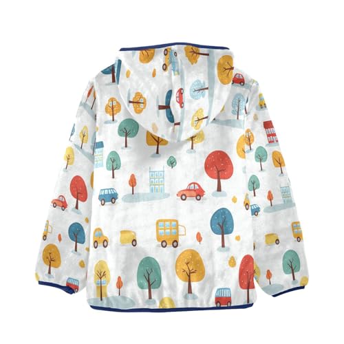 Autumn Trees Cars Houses Toddler Fleece Jacket Girl Boys Hooded Fleece Jacket Coat Warm Outwear Zip-up 3-10T2