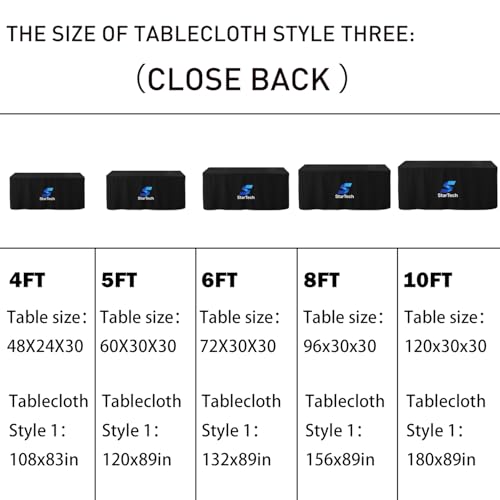 Customized Tablecloth with Logo 4/5/6/8/10FT for Business Tradeshow Events Company School Shop Welfare Organization Other Important Events Shipping Next Day (Fitted tablecloth, 10FT back closed)
