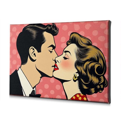 Toile A Man And Woman Kissing In A Polka Dot 30x40cm pour salon