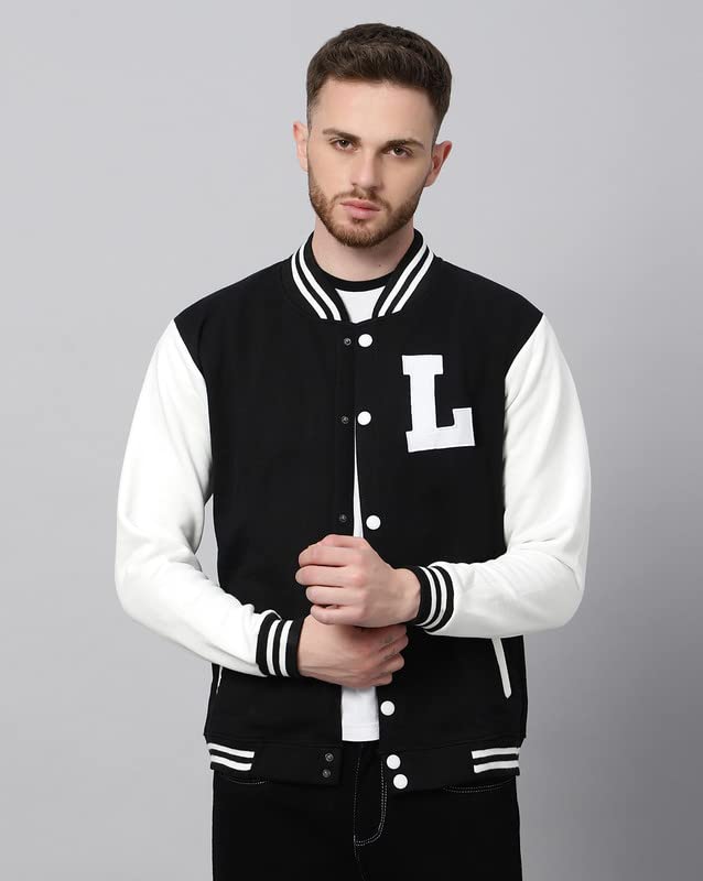 Image of BE SAVAGE Men's Cotton Blend Standard Length Varsity Jacket