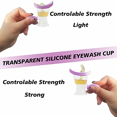 Niugrecf Eye Wash Cup,Silicone Manual Air Pressure Eye Cleaning Cup Soothing Tired Eyes,Effective Eye Rinse Clean Dust Makeup Irritants,Transparent With Storage Container,Eye Wash Solution,Pink,1 Pack #TOP3
