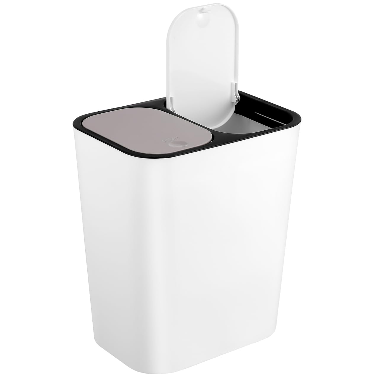 Cubo De Basura Doble Compartimento 15L Con Pedal Para Cocina Contenedor de Reciclaje Separación De Residuos Sólidos Y Líquidos Práctico Y Moderno Para Hogar Y Oficina Blanco