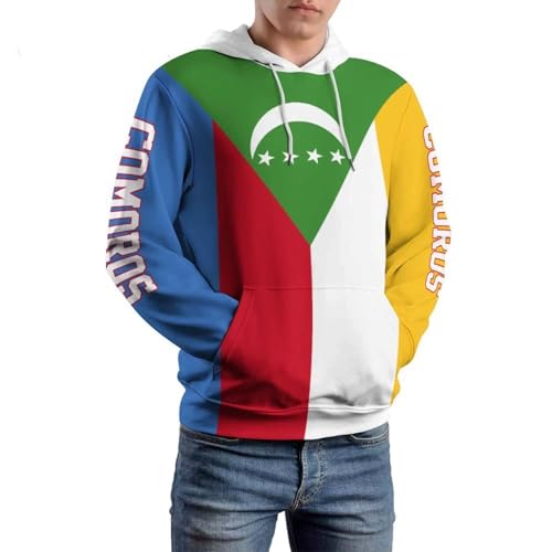 Sweat à capuche drapeau comorien imprimé 3D pull couple sport jaune-vert