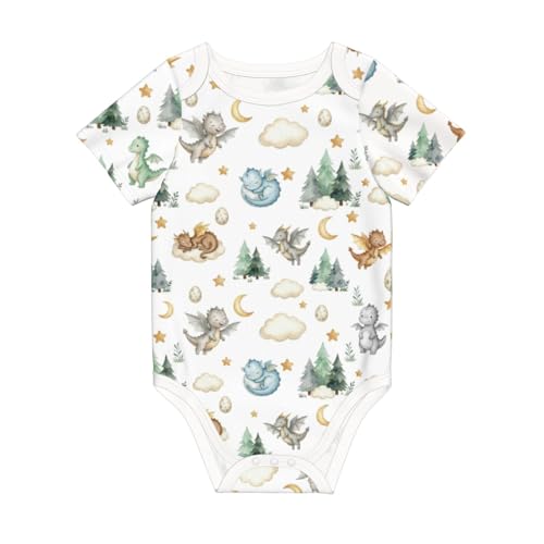 Qwalnely Dragon Print Baby Onesie Dragon Theme Baby Outfits Clothes Infant and Toddler Bodysuits 3-6 Months