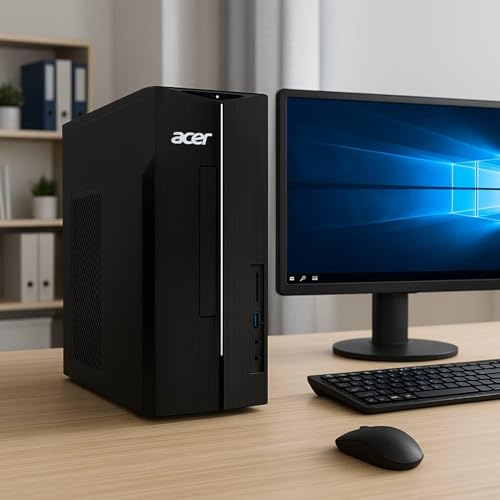 Image of acer 2025 Aspire Business Desktop, Ultra-Quiet Design, 16GB Memory 256GB PCIe SSD, Intel Processor, Dual 4K Monitor Support, SD Card Reader, USB-C, Keyboard & Mouse, Windows 11