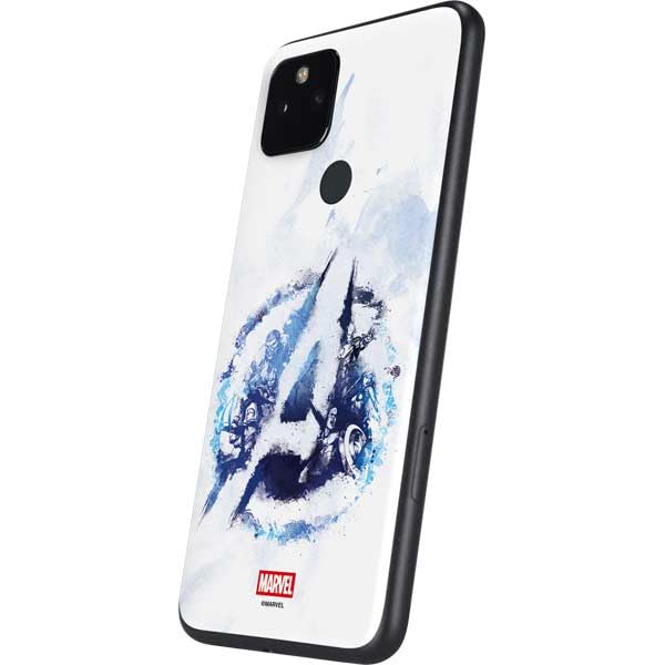 Skinit Decal Phone Skin Compatible with Google Pixel 4a 5G - Officially Licensed Marvel Avengers Blue Logo Design
