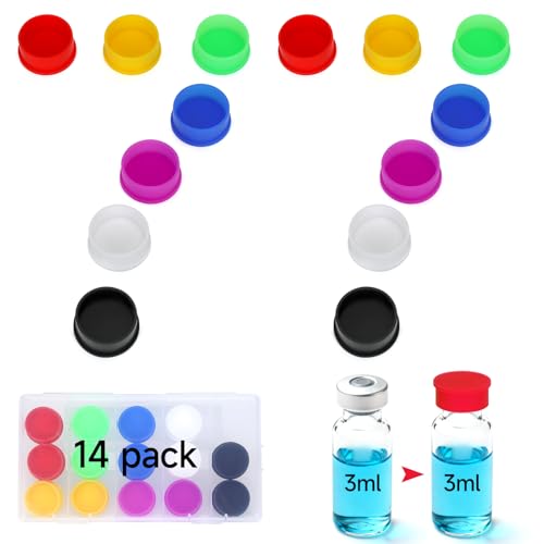 14 Pack Glass Vials with Reusable Silicone Caps