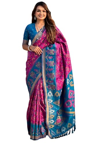 SGF11 Women's Kanjivaram Patola Soft Pure Silk Sarees With Unstit...