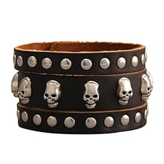 Silver Skull & Brown Leather