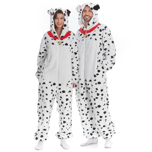 HSCTEK Dalmatian Onesie Costume Adult Women Men Funny Pj Cosplay Blanket Clothes S