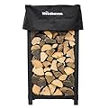 Woodhaven Black 4ft x 2ft Firewood Rack - Indoor And Outdoor Use With Cover - Perfect For Firewplace, Firepit, BBQ and More - Made In USA - Heavy Duty