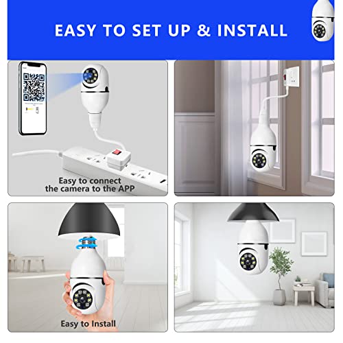 2-Pack 5G Light Bulb Security Camera, 2.4/5Ghz Wifi Smart Wireless Lightbulb Camera, 3Mp Hd Security Camera For Indoor/Outdoor/Two Way Talk/360° Motion Detection/Night Vision,Light Socket Bulb Camera #TOP1