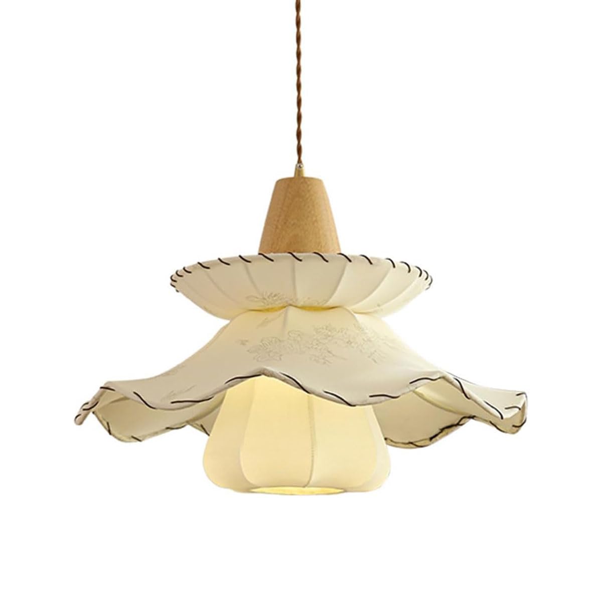 Lustre de luxe d'intérieur style nordique en tissu artistique et bois