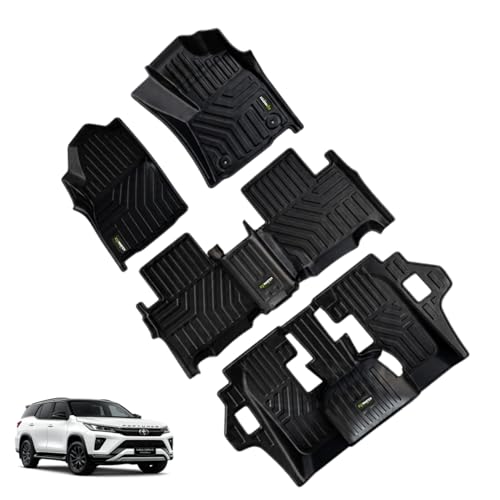Image of EV MASTER Car Floor Mats for Toyota Fortuner Neo Drive Hybrid (2026 Onwards) Complete Set | Waterproof | Anti-Slip | Luxury Premium Car Mat | Full Coverage | Custom Fitted Car Foot Mats (5D Black)
