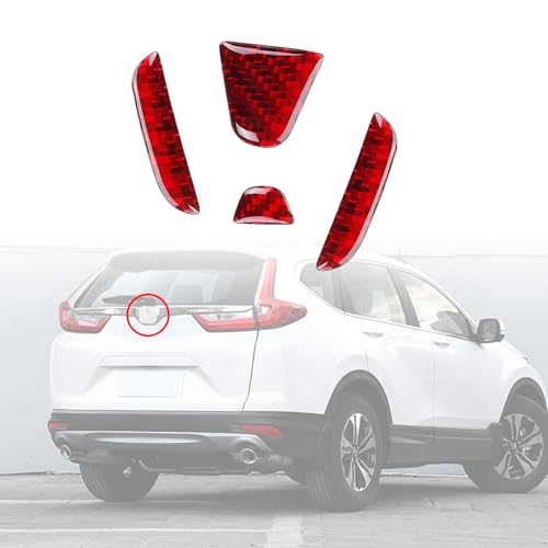 Image of Bilisin Compatible with Rear Tailgate Insert Emblem Logo Carbon Fiber Emblem Badge Decal Cover Trim with Strong Adhesive for Honda CRV 2012-2017 Red