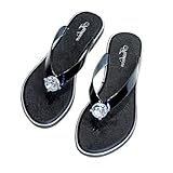 Sandales plates, pantoufles avec florales strass, chaussures décontractées à bout ouvert, été sandales plage, antidérapante pantoufle, boho tongs, plates chaussures, flip flops