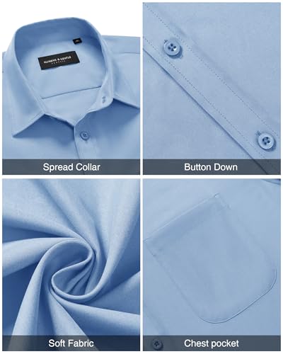 Image of Alimens & Gentle Men's Short Sleeve Dress Shirts Wrinkle Free Untucked Casual Button Down Shirt