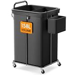 Mutool 150L +8L Laundry Basket on Wheels, Large Rolling Laundry Basket with Removable Liner, Steel Frame Laundry Hamper with Handle for Laundry Room Dorm Bathroom Bedroom, Black