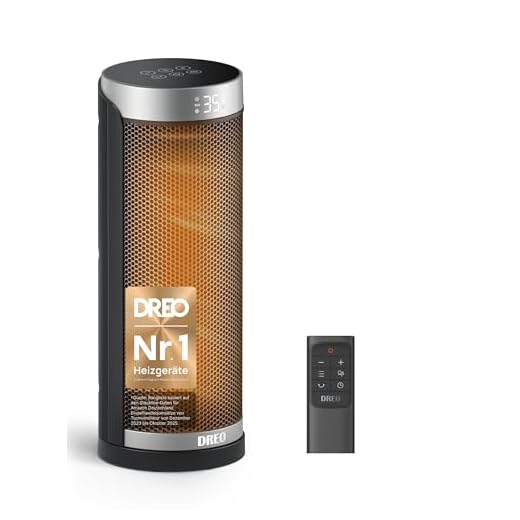 Dreo Heizlüfter Energiesparend, PTC Keramik Heizlüfte Leise, 70° Oszillierend Elektroheizung mit Fernbedienung, 12-Std-Timer, 3 Modi 3 Geschwindigkeiten, Überhitzungs-Kippschutz, Solaris Slim H3