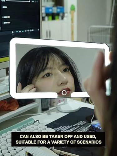 Image of Car Sun Visor LED Makeup Mirror with Touch Control, Rechargeable, Adjustable Light Modes