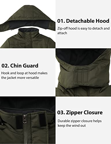 Wenven Boy's Winter Coat Warm Puffer Jacket Parka With Hood (Army Green, 14-16) #TOP4