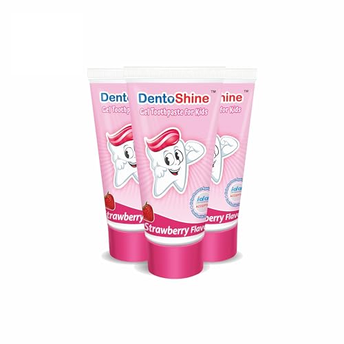 Image of DentoShine Gel Toothpaste for Kids | Pack of 3 (3, Strawberry) | IDA Accepted