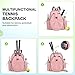 JKAOO Tennis Bags for Women, Waterproof Tennis Sling Crossbody Shoulder Backpack Holds 2 Rackets, Tennis Racket Bag for Pickleball Badminton (Pink)