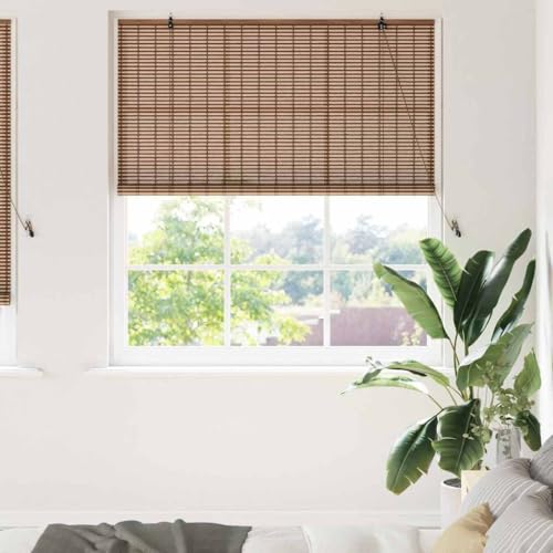 Estor enrollable con cortinas marrón de bambú, 140 x 220 cm, para interior, estor opaco con protección UV, persianas, persianas, persianas, persianas, persianas, persianas, persianas, persianas
