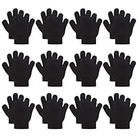 12 Pairs Kid's Winter Magic Gloves Children Stretchy Warm Magic Gloves Boys or Girls Knit Gloves (Black Magic Glove)