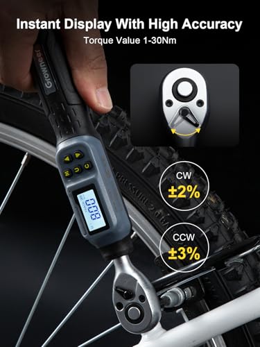Image of GROWNEER Digital Torque Wrench, 1.1-22.1 Ft-lbs /1.5-30 Nm, 1 /4'' Drive Inch Pound Torque Wrench with Buzzer & LED Indicator, Electronic Wrench Set with Bits & Sockets for Gunsmithing Bike Motorcycle