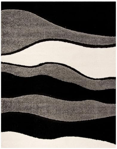 Image of 2x4 feet Soft Runner Rug for Living Room and Bedroom, Modern Indoor Floor Carpet with Non-Slip Backing, Comfortable Decorative Home Decor Rug, Easy Clean & Durable- (Line Black, Rectangular)
