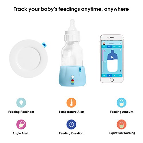 Bluesmart Mia (Blue) Smart Baby Feeding Monitor - Wifi Edition. Track And Analyze Baby's Feeding Data In Real-Time. Records Feeding Temperature, Amount, Angle, Duration, And Expiration #TOP5