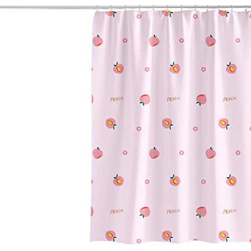 Cortina de Ducha con Estampado de melocotón Rosa de Dibujos Animados, Impermeable Opaca Gruesa, Cortina de Agua de Alta Densidad para el hogar 120*200CM melocotón Rosa Cover