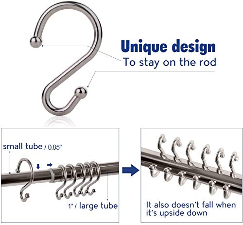 image for UNCONSIL 24PCS Metal Shower Curtain Hooks，Rust Resistant S Shaped Ho