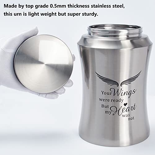 Image of Large Cremation Urns for Ashes Adult Male Female Dad Mom | Silver Large Angel Wings Funeral Cremation Urns for Human Ashes Adult - Woman Men,Decorative Memorial Funeral Burial Urn
