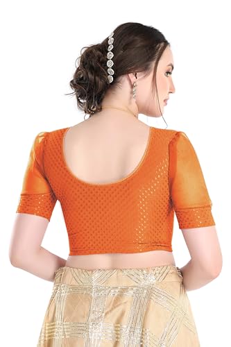 Image of FINESTFIT Stay On Trend Fashion 100% Cotton Readymade Blouses for Women,Round Neckline with Organza Balloon Sleeves.