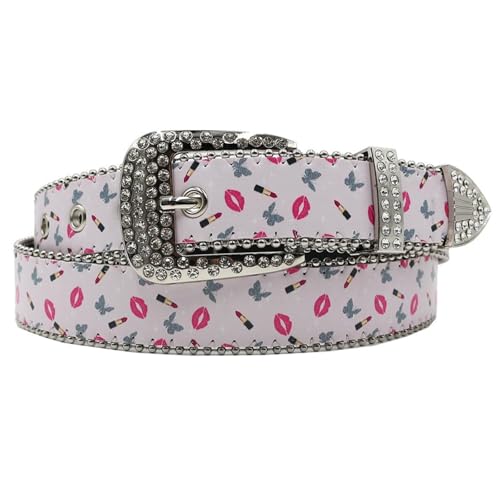 Ceinture cloutée en cuir imprimé robuste et étincelante pour jeans