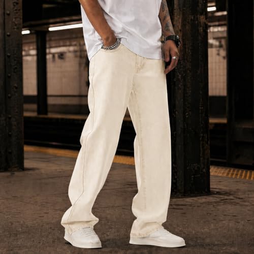 Image of THIRD QUADRANT Baggy Jeans for Men || Khaki Jeans || Jean Pant for man (in, Numeric, 30, Regular, Khakhi)