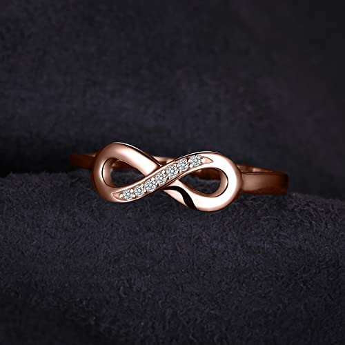 Image of JewelryPalace 14k White Yellow Rose Gold Plated 925 Sterling Silver Rings for Women, Cubic Zirconia Promise Rings for Her, Stackable Wedding Bands Rings for Women Infinity Forever Love Knot Ring
