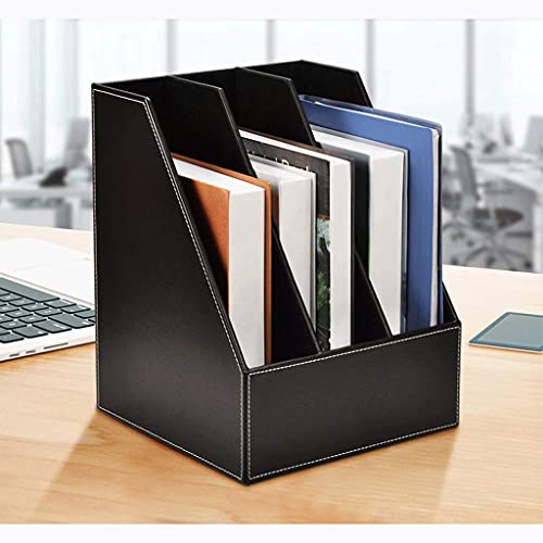 COLiJOL Boekenrek Boekenkast Desktop Boekenplank, 3 Plank Lederen Boekenplank, Drie Gaten Fillet/Drie Rijen van Rechte… - Image 6