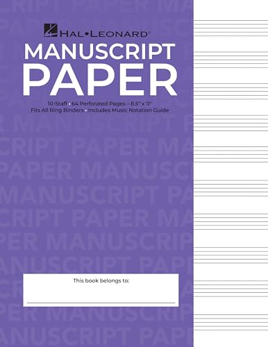 Hal Leonard Manuscript Paper - 10-Staff, 64 Perforated Pages, 8.5 x 11, 3-Hole Punched