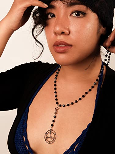 Sacina Gothic Long Rosary Beaded Necklace, Gothic Goth Emo Grunge Necklace, Goth Jewelry, Halloween Christmas Jewelry Gift For Women2