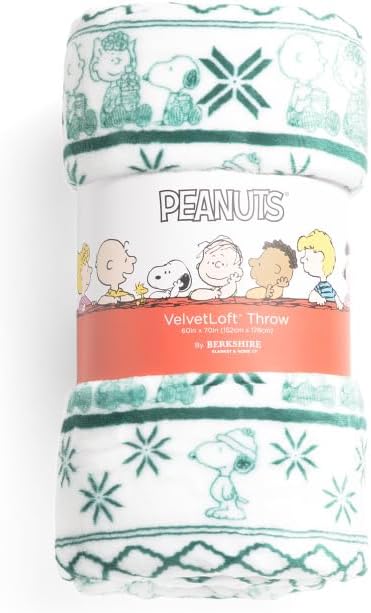 Berkshire Blanket & Home Co Peanuts VelvetLoft Throw Blanket, Pink - Holiday Bows, Polyester, 60 x 70 Inches, Winter Holiday Theme