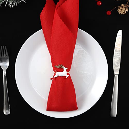 Vzaahu Christmas Napkin Rings Set Of 8, Elk Napkin Rings Holders For Cloth Napkins, Xmas Dining Table Setting Decoration, Rhinestone Reindeer Napkin Buckles For Parties, Weddings, Christmas Holiday #TOP5