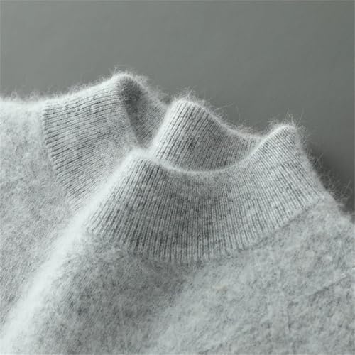 Men's 100 Percent Mink Cashmere Sweater Semi High Neck Knitted Thick Pullover Casual Large Warm Clothing4